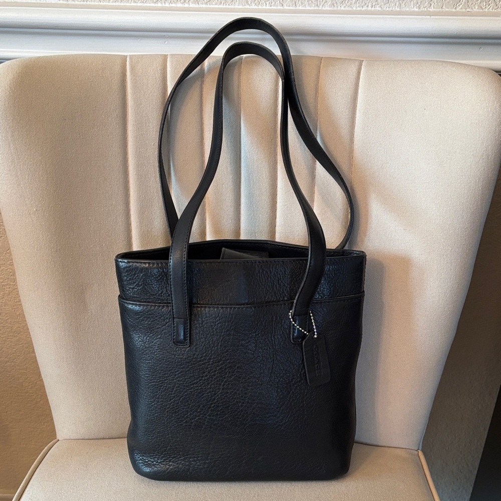 Coach Black Leather Tote Bag